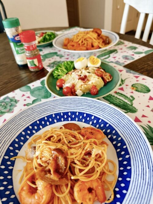 駐在妻_アメリカ生活_ご飯_献立_料理_パスタ_エビ