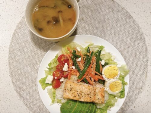 駐在妻_アメリカ生活_ご飯_献立_料理_サーモン_ワンプレート